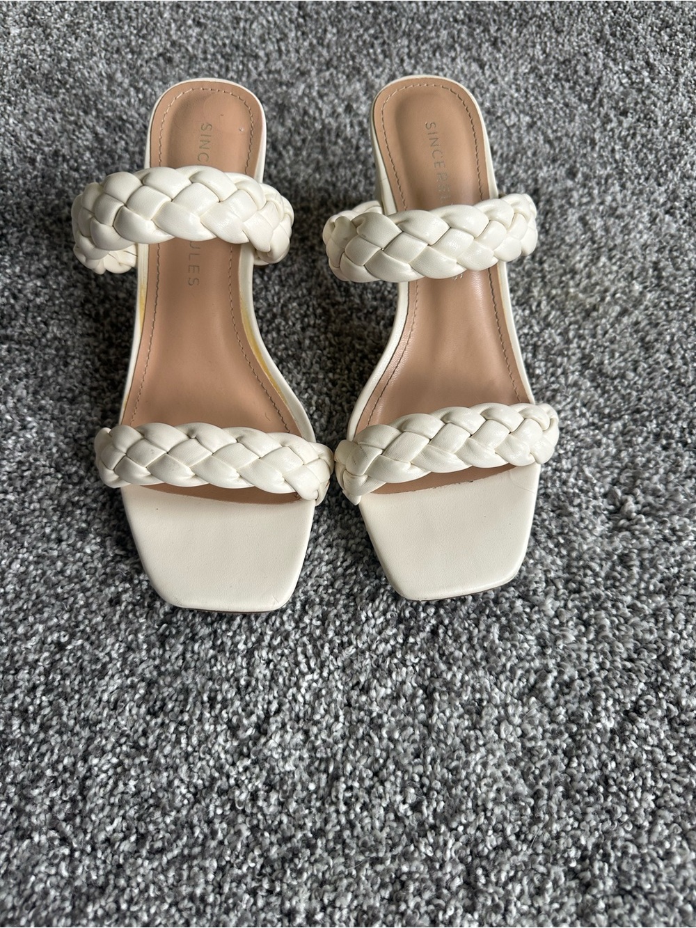 Sincerely Jules Braided Double-Strap Slide Sandal - White